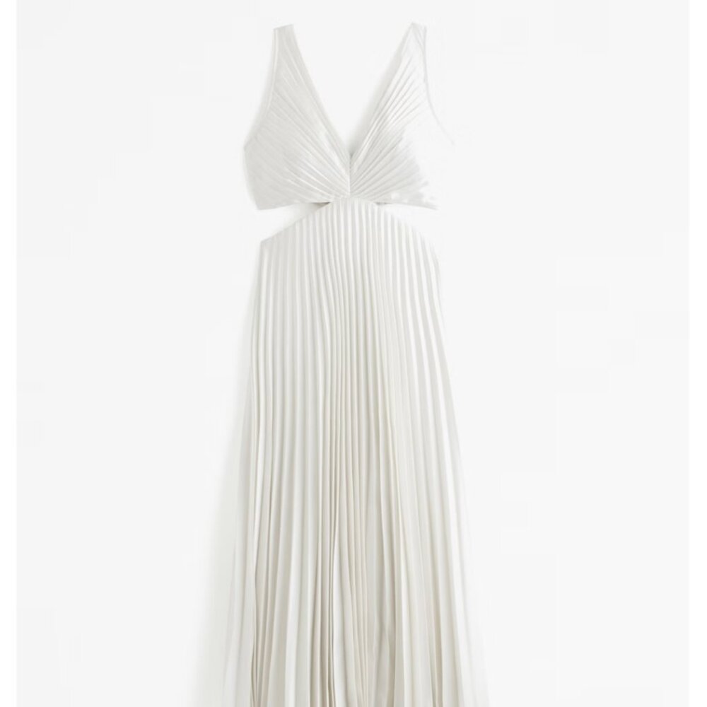 Abercrombie Giselle Pleated Cutout Maxi Dress - White / Ivory - S